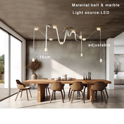 DecorBites™ Leather Marble Ceiling Pendant Lights - Adjustable Hanging Lamp for Dining Room & Bedroom