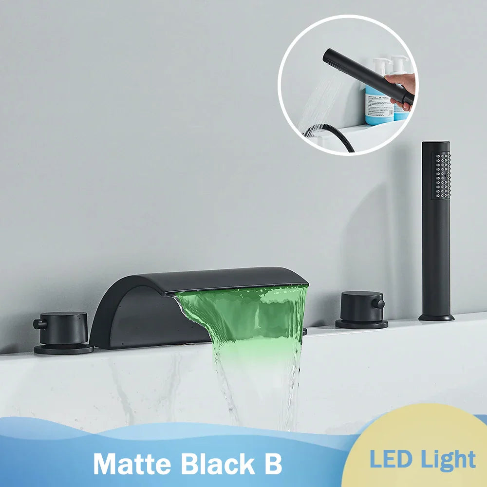 DecorBites™ Black Waterfall LED Bathtub Faucet Set