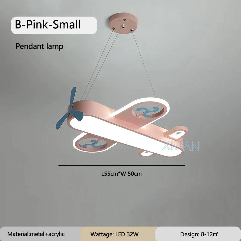 ديكوربايتس™ مصابيح معلقة على شكل طائرة للأطفال مصنوعة من الخشب والمعدن ومصابيح LED لغرف الأطفال والمدارس