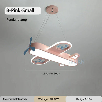 ديكوربايتس™ مصابيح معلقة على شكل طائرة للأطفال مصنوعة من الخشب والمعدن ومصابيح LED لغرف الأطفال والمدارس