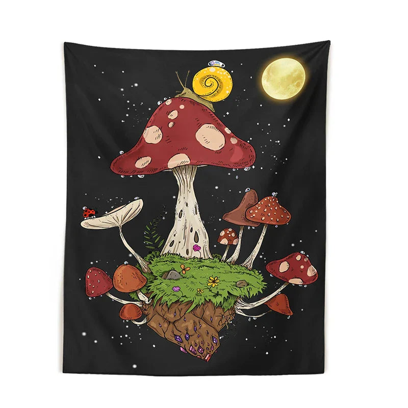 Moon Snail Tapestry Night Sky Wall Hanging by Decobites - Bohemian Home Decor