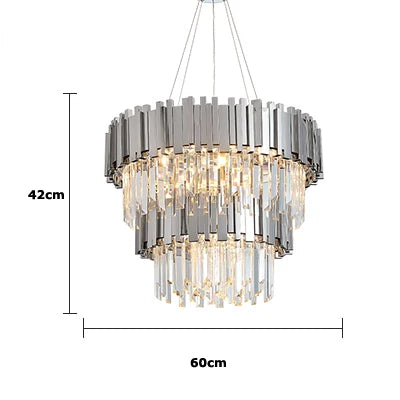 DecorBites™ Black Gold Crystal Oval LED Hanging Chandelier Lighting Fixture