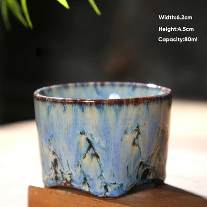 DecorBites™ Japanese Kiln Transformation Ceramic Tea Cup Espresso Coffee Mug Pottery Kung Fu Teacup