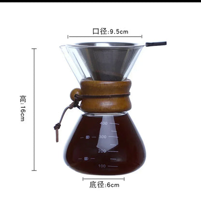 Decorbites™ Glas-Kaffeekanne mit Stahlsieb-Tropffilter für Barista-Pour-Over