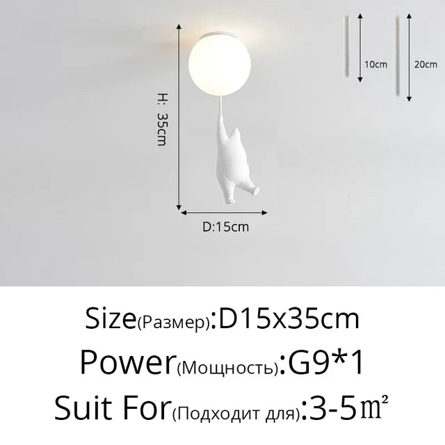 DecorBites™ Kids Cartoon Panda Polar Bear Ceiling Light Chandelier for Boys and Girls' Bedroom