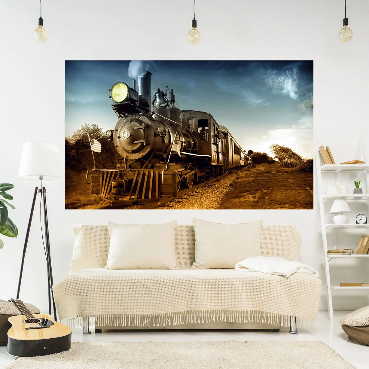 Decobites Steam Train Meme Tapestry Railroad Track Wall Hanging for Bedroom or Dormitory Decor