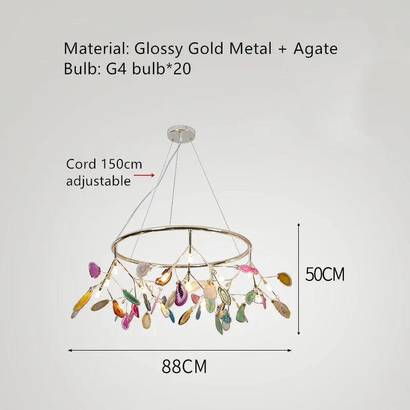 ديكوربايتس™ مصباح حائط LED من العقيق، تركيب سطحي معدني ذهبي، لمبة E14 G4