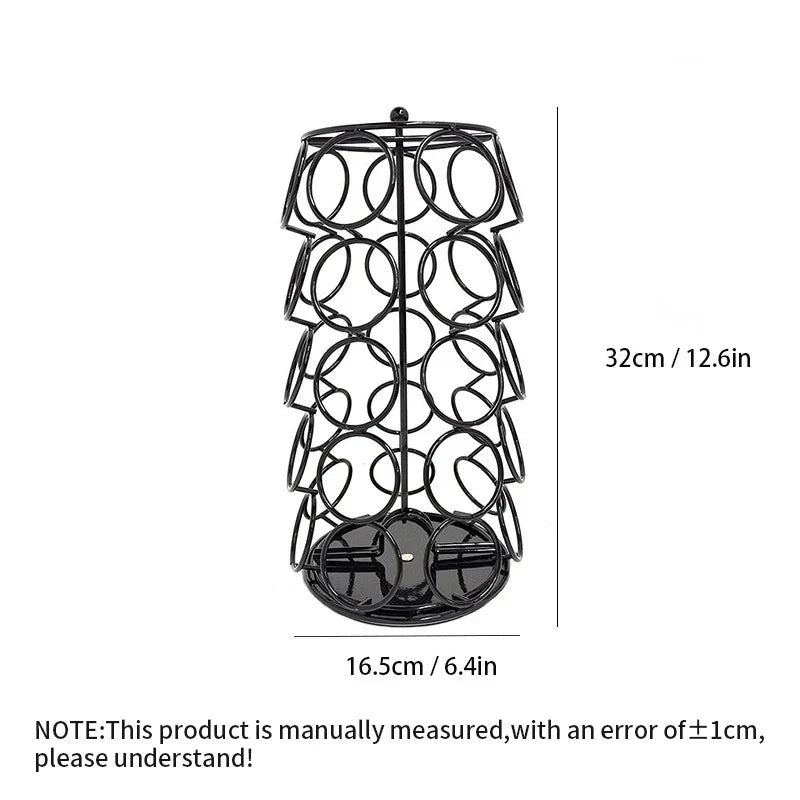 DecorBites™ Dolce Gusto Capsule Rack: Rotatable Metal Pod Holder Display Shelf for 35 Capsules