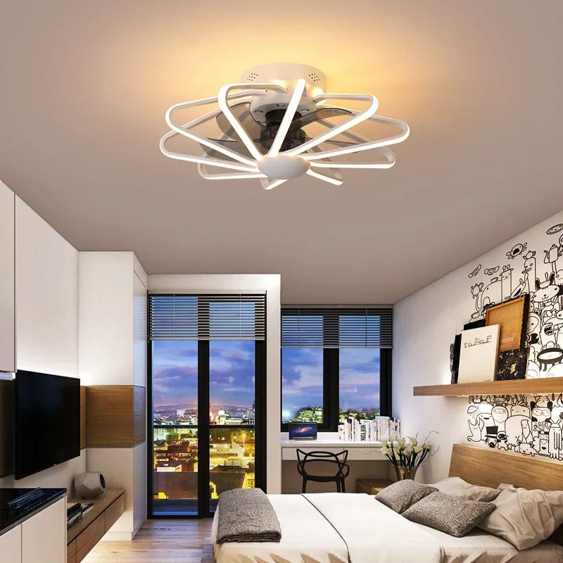 DecorBites™ Bladeless Ceiling Fan with Dimmable LED Lights and Remote - Reversible Timing, Modern Design