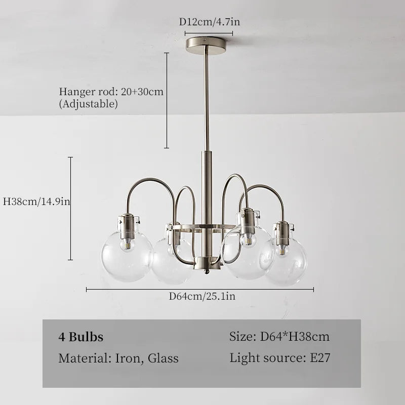 DecorBites™ Glass LED Chandelier: Retro Bauhaus Design for Living Room, Bedroom, Kitchen, or Dining Table