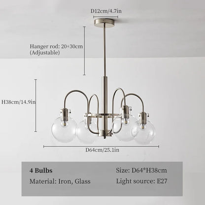 DecorBites™ Glass LED Chandelier: Retro Bauhaus Design for Living Room, Bedroom, Kitchen, or Dining Table