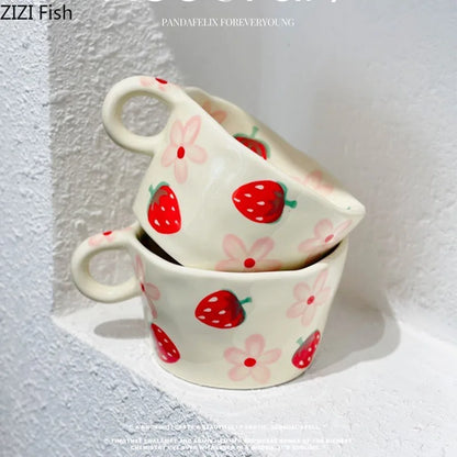 DecorBites™ Cartoon Pattern Ceramic Mug Set for Happy Dining and Tea Time