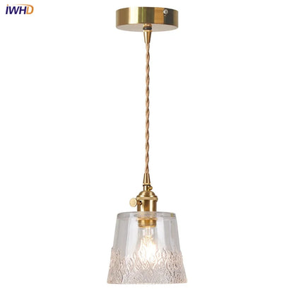DecorBites™ Clear Leaf Glass LED Pendant Copper Switch Kitchen Dining Room Light