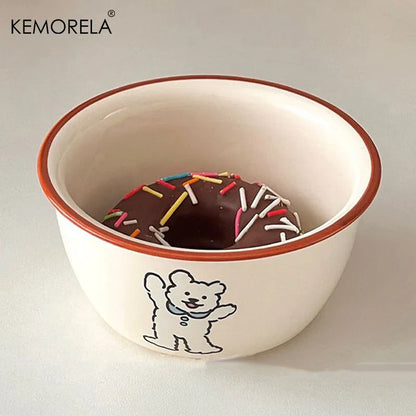 DecorBites™ Carton Ceramic Soup Bowls - Set of 1 | Microwave & Dishwasher Safe