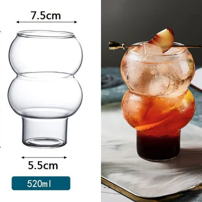 DecorBites™ Gourd Shape Glass Cup Set for Coffee, Whiskey, Wine, Yogurt - 300/520ml