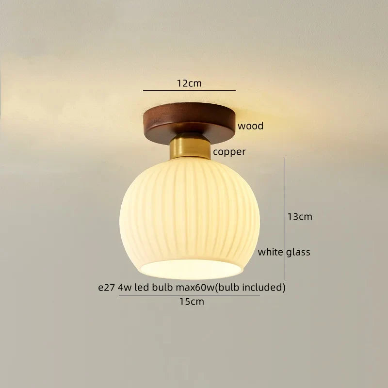 DecorBites™ Glass LED Ceiling Lamp Copper Walnut Modern Living Room Lighting Fixtures