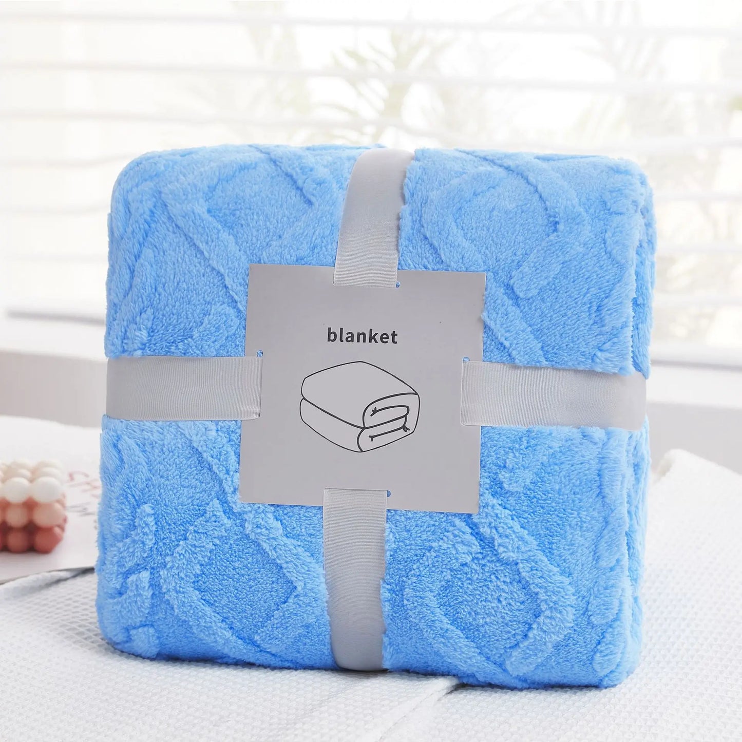 Manta de felpa jacquard acogedora DecorBites™: suave manta de invierno para el sofá, chal para la siesta en la oficina o de viaje.