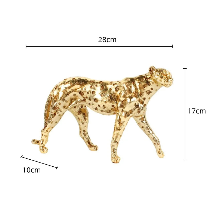 DecorBites™ Golden Leopard Cheetah Resin Animal Sculpture Figurine