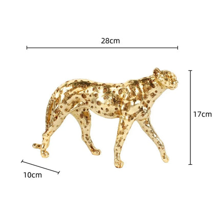 DecorBites™ Golden Leopard Cheetah Resin Animal Sculpture Figurine