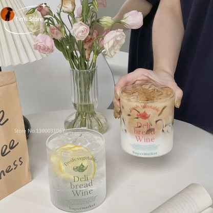 DecorBites™ Korean Glass Cups - 350ml Heat-resistant Drinking Glasses for Coffee, Tea, Milk, Beer, Water