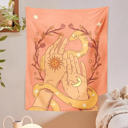 Decobites Sun Moon Snake Tapestry Wall Hanging Retro Boho Decor Art