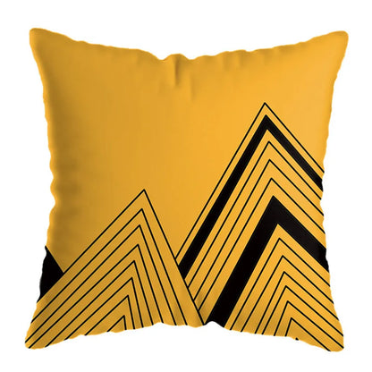 غطاء وسادة مطبوع عليه غزال هندسي من DecorBites™ مقاس 45×45 سم - ديكور منزلي أصفر