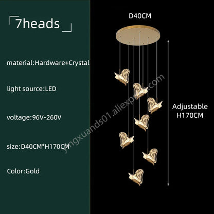 DecorBites™ Crystal Chandelier: Modern Luxury Pendant Lights for Living Room, Staircase, Villa