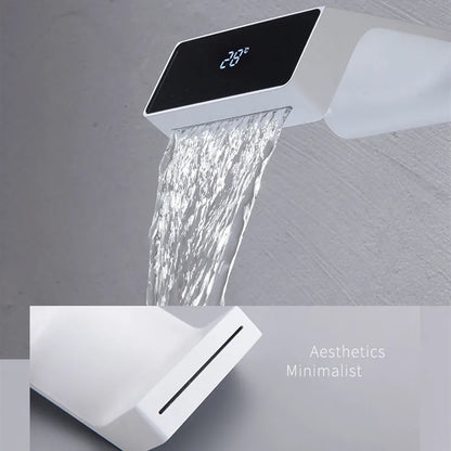 DecorBites™ LED Basin Faucet Wall Mounted Hot Cold Mixer Bathroom Brass Vanity