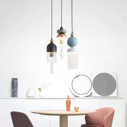 DecorBites™ Children's Room Glass Pendant Light Bedrooms Bedside Chandelier Metal Dining Table Lamp