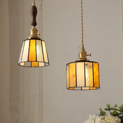 مصباح معلق LED بمقبض نحاسي من DecorBites™، إضاءة زجاجية قابلة للتعديل لغرفة الطعام