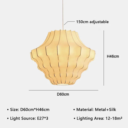 Japanese Wabi-Sabi White Silk Knitted Pendant Light