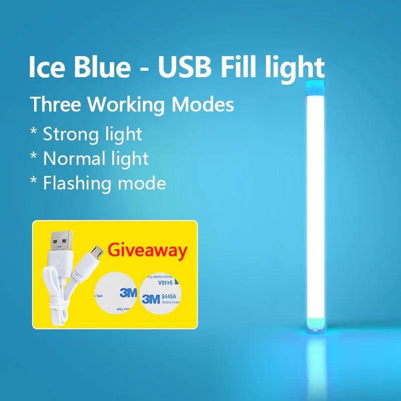 Lámpara de relleno LED DecorBites™: Lámpara recargable y colorida para selfies, ideal para fotografía y vídeos.