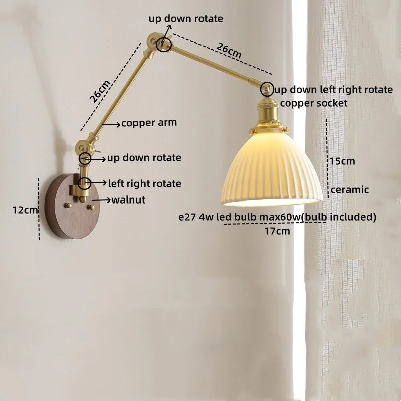 DecorBites™ LED Wall Light Walnut Copper Modern Style Hallway Bedroom Living Room