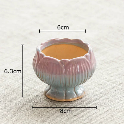 DecorBites™ Lotus Flower Ceramic Vase: Small Plant Pots for Table Decoration and Room Aesthetic
