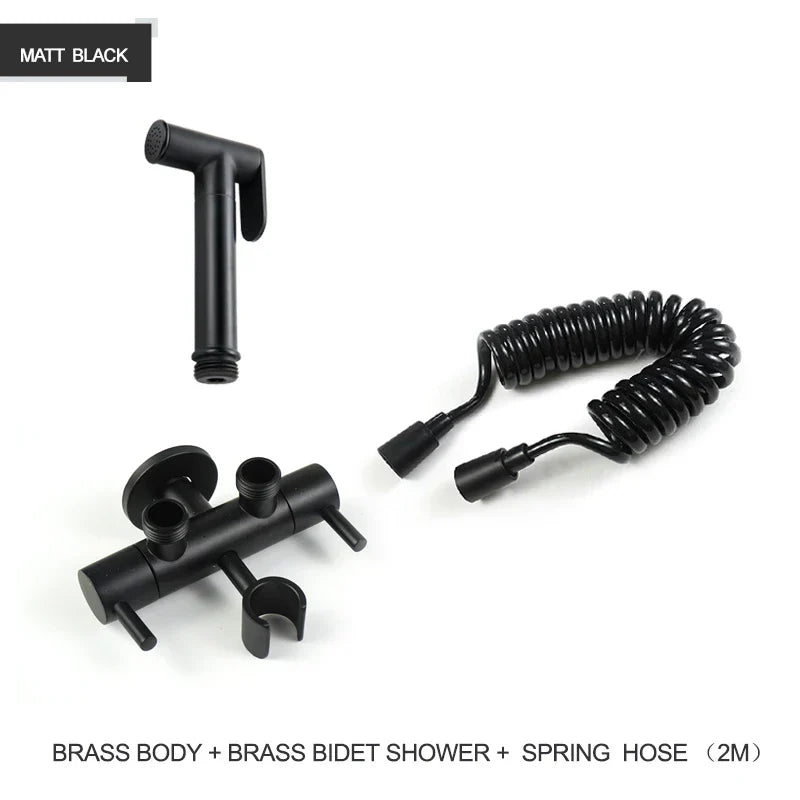 DecorBites™ Brass Bidet Shower Head with Double Outlet Angle Valve