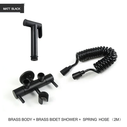 DecorBites™ Brass Bidet Shower Head with Double Outlet Angle Valve