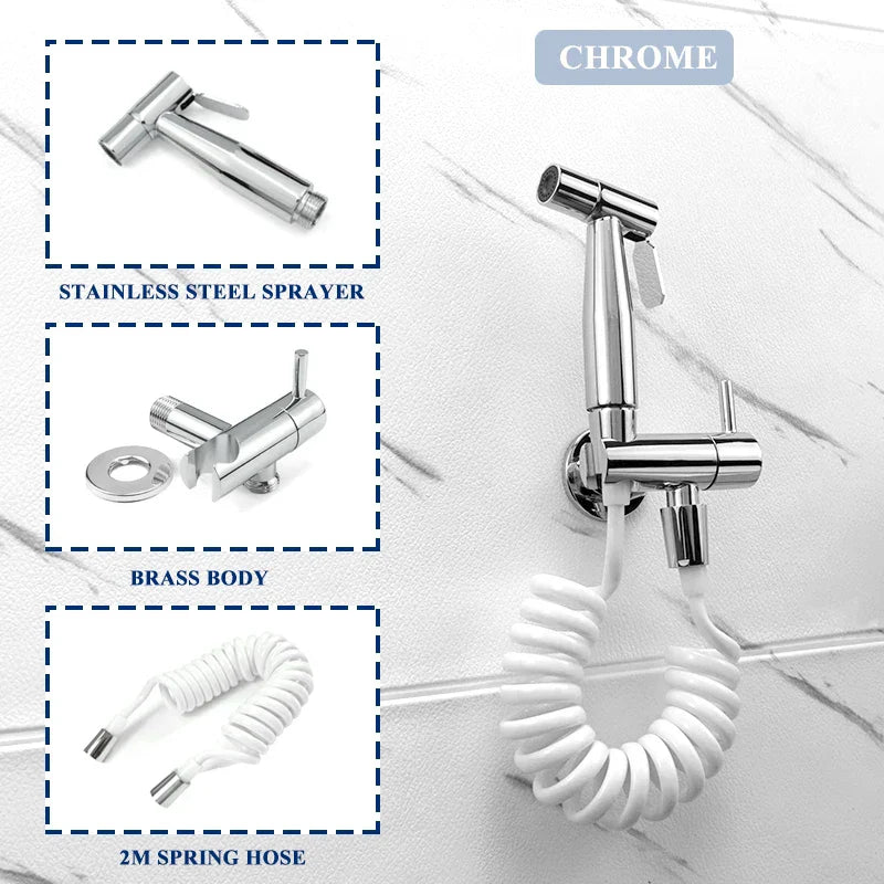 DecorBites™ Gold Bidet Faucet Handheld Sprayer Single Cold Water Tap Hygienic Toilet Shower