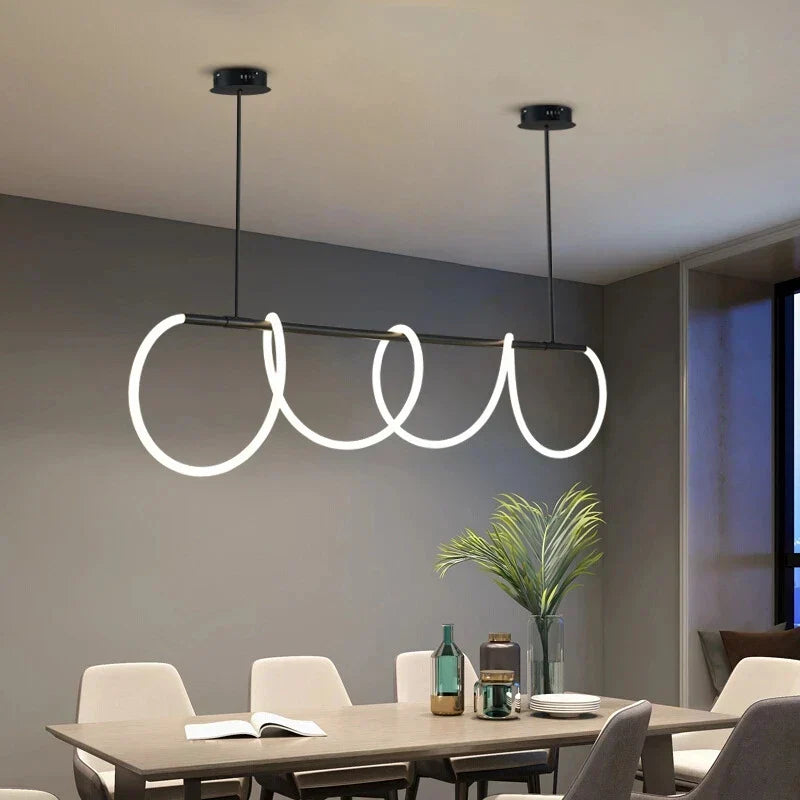 Decorbites™ Gold Schwarz LED Kronleuchter Modern Minimalistischer Pendel für Heimdekoration Beleuchtung