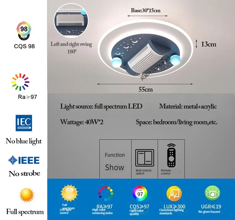 Decorbites™ Ventilador de Techo LED sin Aspas Regulable Remoto Iluminación Moderna Interior
