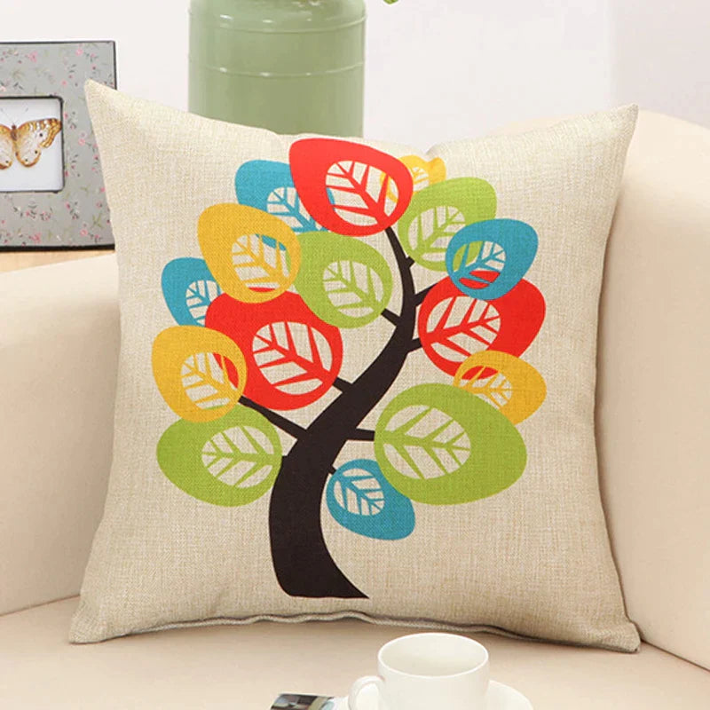 DecorBites™ Abstract Tree Flower Pattern Pillow Cover for Home Decor
