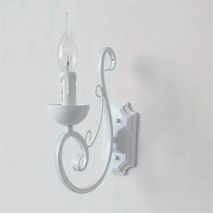 DecorBites™ Elegant White Iron Wall Lamp E14 Candle Light Bedroom Lighting