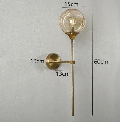 Lámpara de pared de vidrio dorado Decorbites™ con luz LED para cocina, baño, espejo e iluminación interior