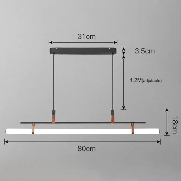 DecorBites™ Eden Modern Black Gold Leather Tube LED Pendant Chandelier