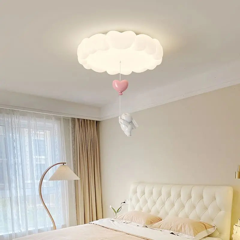 Decorbites™ Lámpara de Techo LED Burbuja Nube Conejo - Estilo Crema con Iluminación Cálida para la Habitación de Niños
