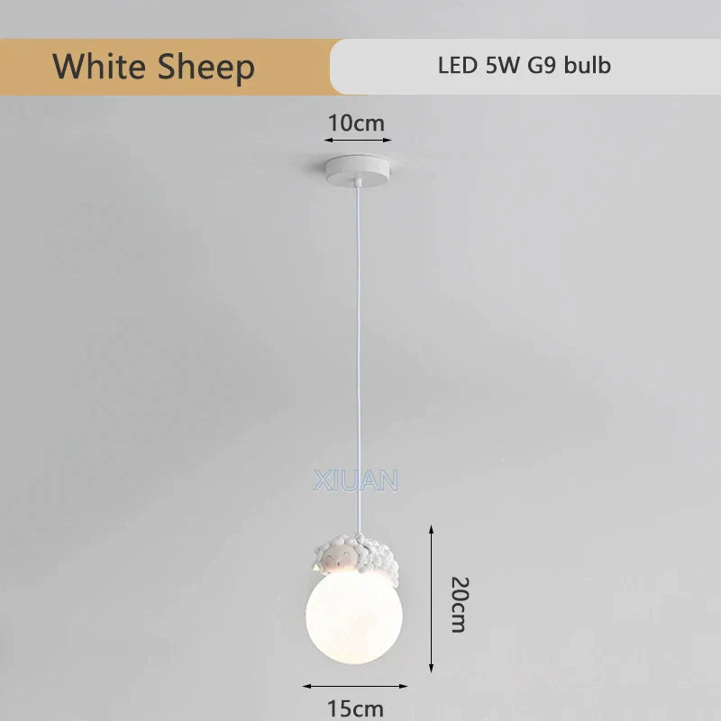 مصابيح معلقة من الراتنج على شكل حيوانات من DecorBites™: ثريا على شكل دب أو أرنب أو كلب أو خروف أو أرنب لغرفة الأطفال