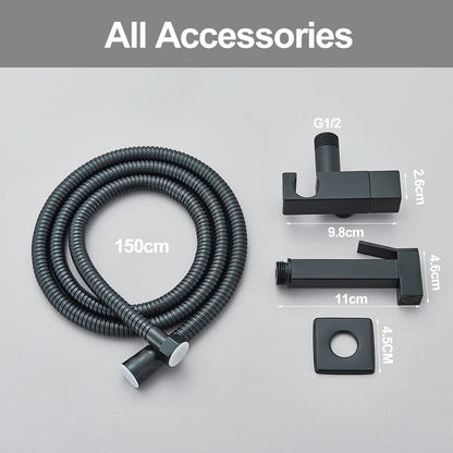 DecorBites™ Brass Bidet Faucet Single Cold Water Black Toilet Sprayer Valve Jet Set