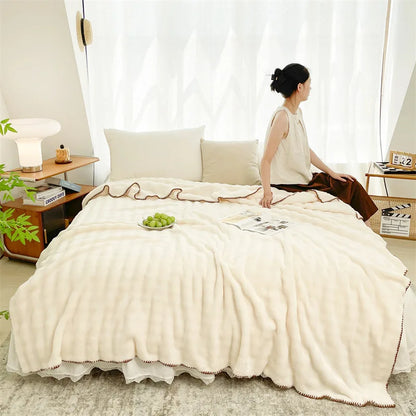 DecorBites™ Bubble Velvet Woolen Sofa Blanket - Soft & Warm Multi-Purpose Cover