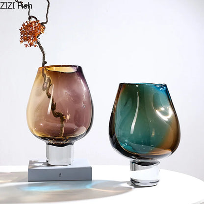 DecorBites™ Glass Vase Hydroponics Plant Pots | Colourful Table Decoration Vases