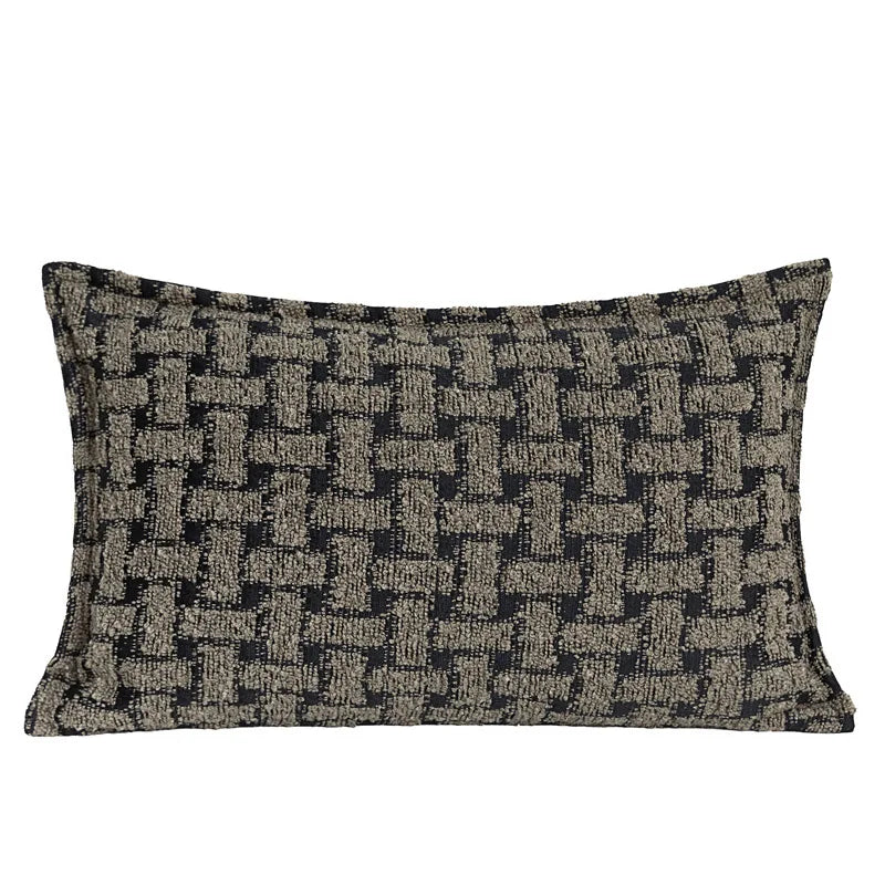 DecorBites™ Caramel Color Velvet Sofa Pillowcase with Geometric Panelled Cushion Cover