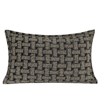 DecorBites™ Caramel Color Velvet Sofa Pillowcase with Geometric Panelled Cushion Cover